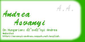 andrea asvanyi business card